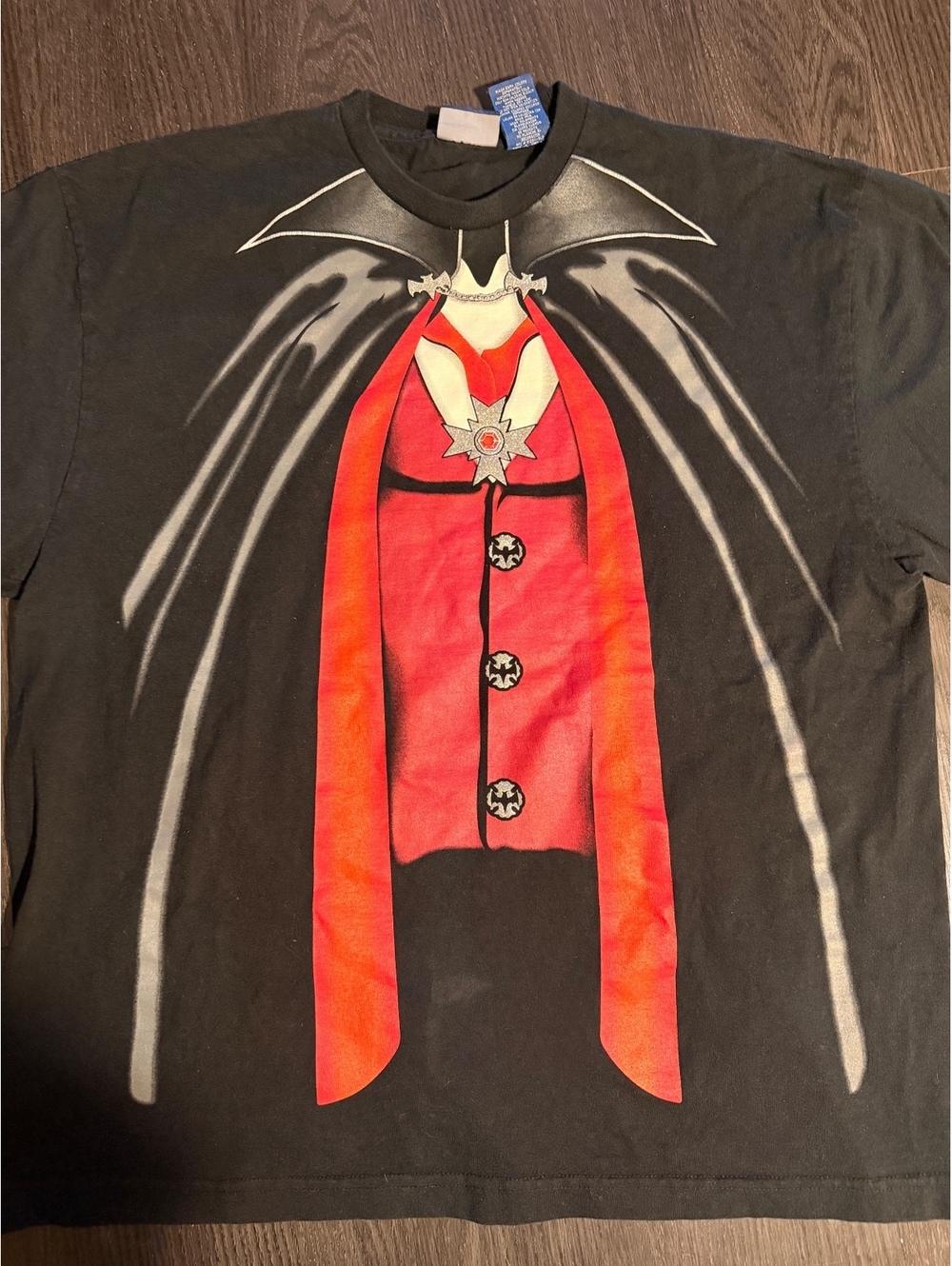Pristine Vtg 90s Dracula Vampire Tuxedo Glitter Tee XL